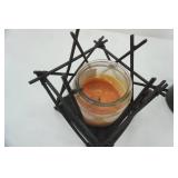 Home Decor: Crock Pottery Vase, Ceramic Vase and Candle & Metal Holder