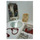 Vintage 1970 Wall Hanging Fabric Calendar, Vintage Mirrors and Vintage Ceramic "Christ is the Head" Wall Hanging