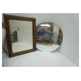 Vintage Mirrors 12.5"x16.5", Vintage Round Mirror 16" diameter