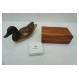 Vintage Resin Duck Trinket Box;  Cedar Jewelry Box; Vintage Queen Elizabeth II Buttons