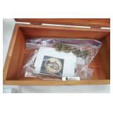 Vintage Resin Duck Trinket Box;  Cedar Jewelry Box; Vintage Queen Elizabeth II Buttons