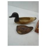 Vintage Resin Duck Trinket Box;  Cedar Jewelry Box; Vintage Queen Elizabeth II Buttons