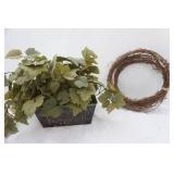 Decor, Woven Wreaths and Artificial Plant and Planter