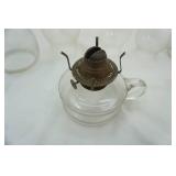 Vintage/Antique Oil Lamp and Variety of Chimneys
