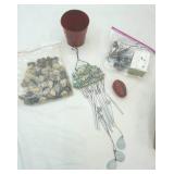 Fairy Garden Accessories, Rocks, Wind Chime, Metal Planter
