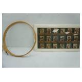 Vintage Framed Art & Large Embroidery Hoop 18" diameter