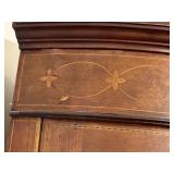 LR - Antique Edwardian Satinwood Inlay Curved Glass Display Cabinet
