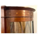 LR - Antique Edwardian Satinwood Inlay Curved Glass Display Cabinet