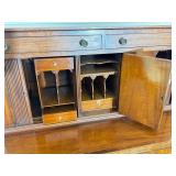 LR - Vintage New England Hepplewhite Step Back Tambour Flip Top Secretary Desk