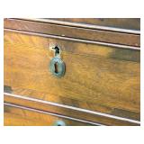 LR - Vintage New England Hepplewhite Step Back Tambour Flip Top Secretary Desk