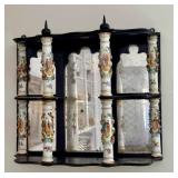 LR - Antique Meissen Porcelain Column Wall Shelf with Mirrored Back
