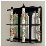 LR - Antique Meissen Porcelain Column Wall Shelf with Mirrored Back