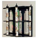 LR - Antique Meissen Porcelain Column Wall Shelf with Mirrored Back