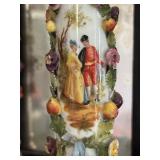 LR - Antique Meissen Porcelain Column Wall Shelf with Mirrored Back