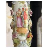 LR - Antique Meissen Porcelain Column Wall Shelf with Mirrored Back