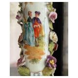 LR - Antique Meissen Porcelain Column Wall Shelf with Mirrored Back