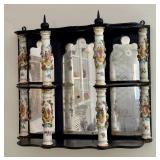 LR - Antique Meissen Porcelain Column Wall Shelf with Mirrored Back