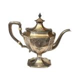 K - Antique Sterling Silver Teapot 1 1/2 Pint Ornate Monogrammed