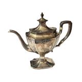 K - Antique Sterling Silver Teapot 1 1/2 Pint Ornate Monogrammed