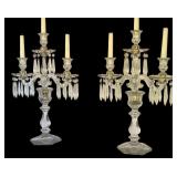 LR - Pair of Vintage Crystal 3-Arm Candelabra with Prisms