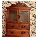 K - Antique Edwardian Wooden Tobacco Wall Cabinet