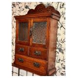 K - Antique Edwardian Wooden Tobacco Wall Cabinet