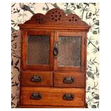 K - Antique Edwardian Wooden Tobacco Wall Cabinet