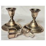 LR - Pair of Vintage International Sterling Silver Lord Saybrook Candlesticks with Glass Hurricane Shades
