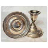 LR - Pair of Vintage International Sterling Silver Lord Saybrook Candlesticks with Glass Hurricane Shades