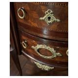 DR - Antique French Marble-Top Two-Drawer Nightstand with Brass Ormolu