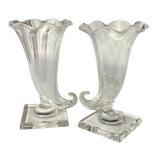 LR - Pair of Vintage Steuben Cornucopia Glass Vases