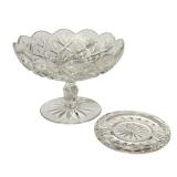 K - Waterford Crystal Compote 6 Inch and 4.5 Inch Wine Coaster Set