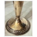 LR - Set of 3 Vintage Sterling and Glass Vases and Candle Holder