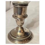 LR - Set of 3 Vintage Sterling and Glass Vases and Candle Holder