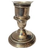 LR - Set of 3 Vintage Sterling and Glass Vases and Candle Holder