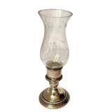 LR - Set of 3 Vintage Sterling and Glass Vases and Candle Holder