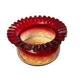 LR - Antique Amberina Ruffled Edge Art Glass Bowl