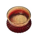 LR - Antique Amberina Ruffled Edge Art Glass Bowl