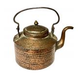 LR - Antique Middle Eastern Hand-Hammered Copper Kettle with Goose Neck