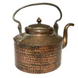 LR - Antique Middle Eastern Hand-Hammered Copper Kettle with Goose Neck