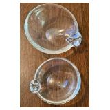 LR - Set of 2 Vintage Steuben Glass Bowls Including a Vintage Steuben Olive Dish / Snail Dish