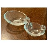 LR - Set of 2 Vintage Steuben Glass Bowls Including a Vintage Steuben Olive Dish / Snail Dish