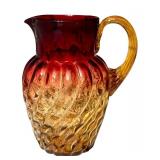 LR - Antique Amberina Hand Blown Glass Pitcher