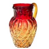 LR - Antique Amberina Hand Blown Glass Pitcher