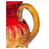 LR - Antique Amberina Hand Blown Glass Pitcher