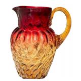 LR - Antique Amberina Hand Blown Glass Pitcher
