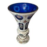 K - Antique Bohemian Glass Vase with Hand Painted Floral Design