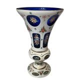 K - Antique Bohemian Glass Vase with Hand Painted Floral Design