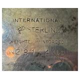 LR - Pair of Vintage International Sterling Weighted Candle Holders with Etched Glass Shades