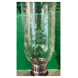 LR - Pair of Vintage International Sterling Weighted Candle Holders with Etched Glass Shades